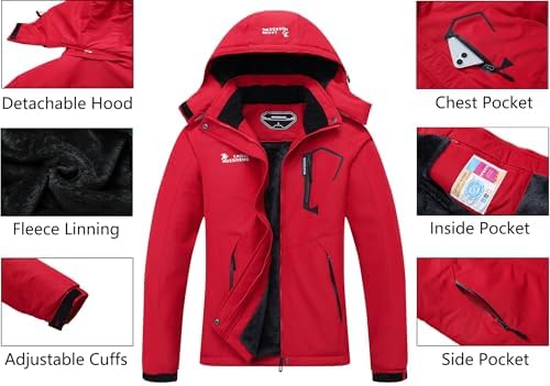 MOERDENG Women's Ski Jacket Warm Winter Coat Snowboarding Jacket