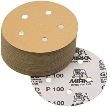 Mirka 23-321-080 5" 5-Hole 80 Grit Dustless Adhesive Sanding Discs - 100 Pack