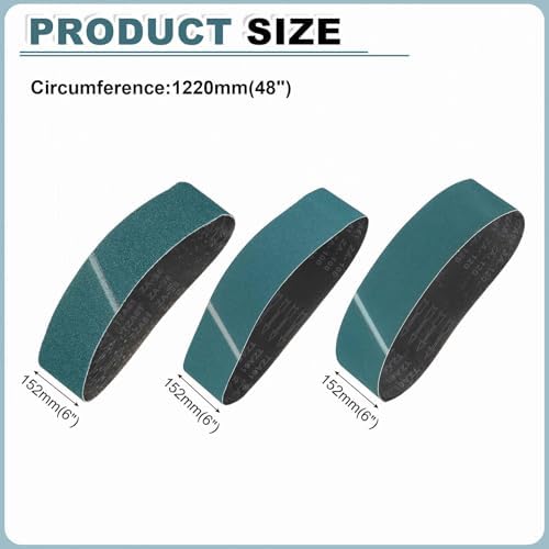 HARFINGTON 6 x 48 Inch Sanding Belts, 18 Pcs 36/100/120 Grit Zirconia Abrasive Belt Sander File Belt for Woodworking, Metal Polishing, Knife Sharpener