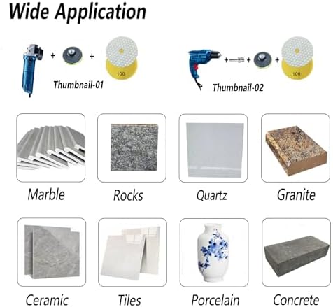 16 Packs Dry Diamond Polishing Pads Grit 100, 4 Inch Dry/Wet Granite Sanding Pad for Bufffing Marble Quartz Concrete Stone Tiles Used for Grinder Polisher Drill