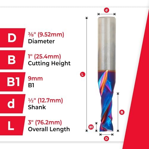 Amana Tool Spektra Extreme Tool Life CNC Compression Spiral Router Bit, 46174-K, 3/8 D x 1 CH x 1/2 Shank x 3 Inch L 2 Flute (Replaces Item no. 46161)