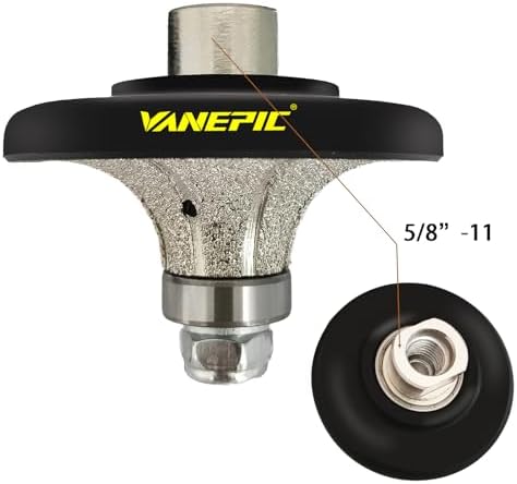 3/4 inch B20 Diamond Demi bullnose Half Bullnose Profile Wheel Diamond Hand Profiler Router Bit with 5/8-11 Thread for Grinder Polisher Granite Marble Concrete and Countertop Edge Shaping