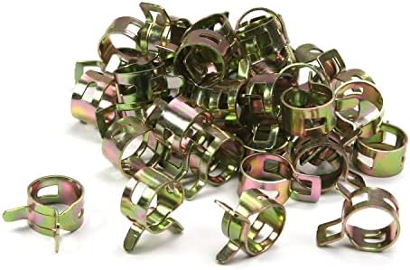 Fielect 50Pcs Spring Hose Clamps 15mm 3/5inch Spring Band Type Action Fuel/Silicone Vacuum Hose Pipe Clamp Low Pressure Air Clip Clamp Fasteners Assortment for Plumbing, Automotive