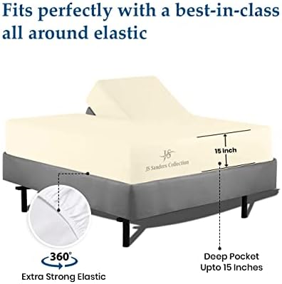 JS Sanders Collection Split Head Sheet Set Queen Size,Ivory