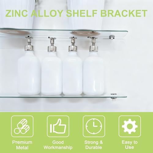 Adjustable Glass Shelf Bracket, 60Pcs Frameless Glass Clamp with Pin Wall Mounted Clips for 4-8mm Glass Cabinet