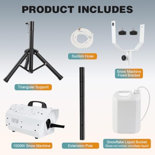 1500W Snow Machine with Stand, Adjustable Snowflake Volume