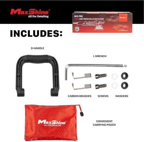 Maxshine M15 Pro Dual Action Polisher & Cut Polish Kit – 15mm Long Throw 1000W Car Buffer with 5” Backing Plate, Variable Speed 2,500–5,000 OPM – Detailing Tool for Cars, Trucks, SUVs & Boats