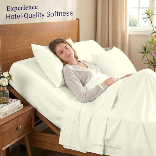 JS Sanders Collection Split Head Sheet Set 4PC Cal. King Size, Ivory