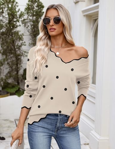 Zeagoo Women's 2026 Fall V Neck Sweater Long Sleeve Lightweight Knit Tops