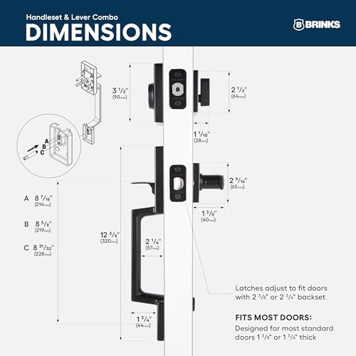 BRINKS Contemporary Keyed Entry Door Handleset with Lever and Deadbolt, Modern Front Door Lock Set, Easy Install, Pick-Resistant (Flat Lever, Tuscan Bronze)