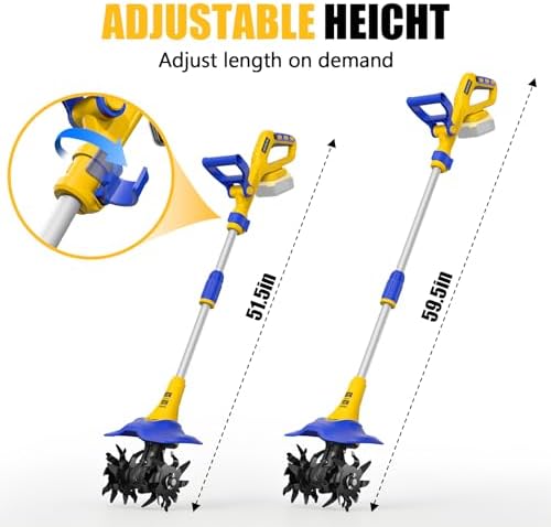 Electric Tiller for Gardening Compatible with Dewalt 20V Battery(Tool Only),330RPM Garden Tiller with 48 Steel Tines,9'' Tilling Width & 6.5'' Depth Rototillers for Lawn/Soil Cultivation