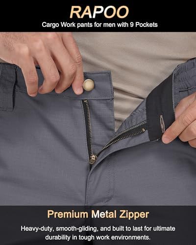 Rapoo Men's Ripstop Cargo Pants Work Pants EDC with 9 Pockets Hiking Pants