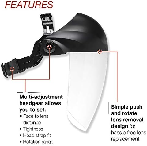Lincoln Electric OMNIShield Professional Face Shield - Anti-Fog & Anti-Scratch Coated Clear Lens - Premium Headgear - K3752-1