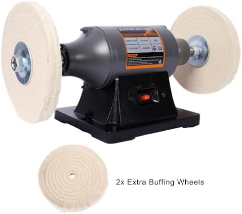 Bench Buffer Polisher – Heavy-Duty 3450 RPM Benchtop Buffing Machine for Jewelry, Metal, Knives, Wood & Jade, 370W Power Grinder with Dual Buffing Wheels & Cast Iron Base (8-Inch)