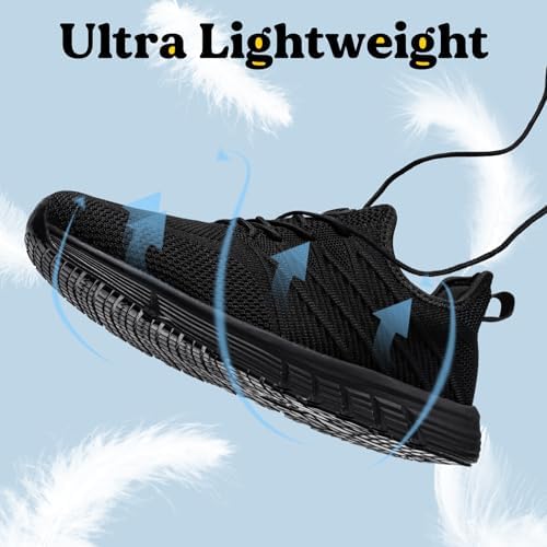 Non Slip Work Shoes for Women Slip On Sneakers, Black US 5-11