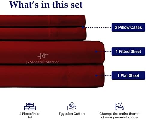 JS Sanders Collection Split Head Sheet Set Cal. King Size,Burgundy