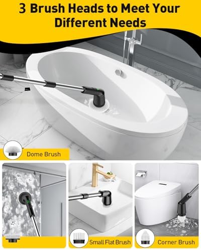 Electric Spin Scrubber for Bathroom, Shower Scrubber with Long Handle