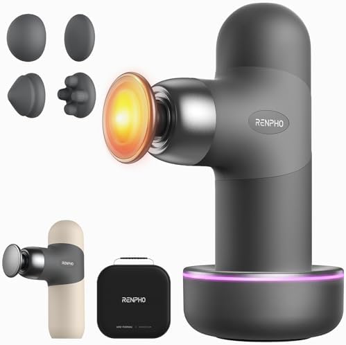 RENPHO Mini Thermal Deluxe Massage Gun with Heat, Charging Dock, Small