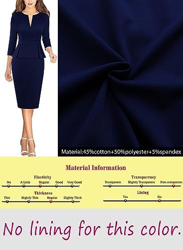 VFSHOW Womens Work Business Office Front Zipper Peplum Church Sheath Dress