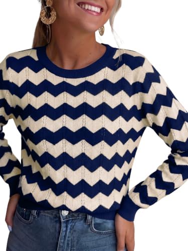 Womens Sweaters Crew Neck Long Sleeve Casual Fall Outfits Fashion Clothing