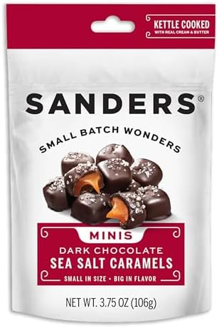 Sanders Dark Chocolate Sea Salt Caramel Mini Bites, 3.75 oz, Resealable Bag