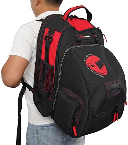 MELOTOUGH Welding Tool backpack Extreme Gear Pack with Large Capacity Helmet Holder Luggage Storage Bag(Red