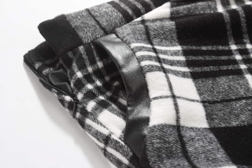 IDEALSANXUN Womens Plaid Wool Skirts Elastic Waist A-Line Pleated Tartan Long Skirts