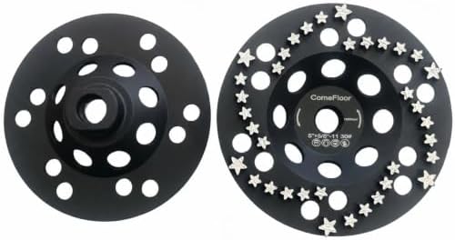 Diamond Grinding Cup Wheel for Concrete & Masonry, 36 Aggressive Star Segments, 5 Inch 5/8"-11 Thread, 30 Grit