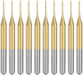 uxcell 10Pcs 0.8mm Titanium Coat Carbide End Mill Engraving Milling Cutter CNC Router Bits for PCB Machine, 1/8" Shank