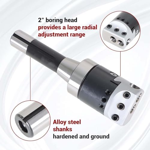 findmall 2 Inch Boring Head R8 Shank Boring Tool Set 9pcs 1/2" Carbide Bar