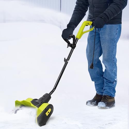 12-Inch Electric Snow Shovel – 120V Corded Snow Blower with ETL Certification, Lightweight and Compact Design, Black & Green, Ideal for Sidewalks, Driveways & Decks