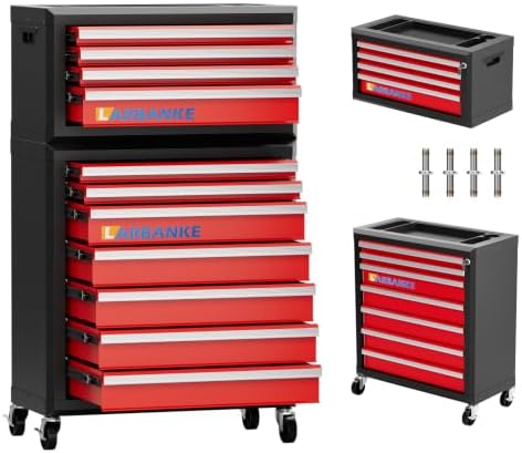 LARBANKE 11-Drawer Rolling Tool Chest with Wheels&Locks, Red Tool Cabinet