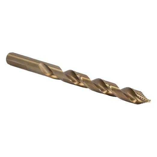 Drill America 15 Piece Cobalt Stepped Point Drill Bit Set in Round Case w/Gold Oxide Finish for Drilling Acrylic, Steel, Hard Metals, Sizes 1/16" to 1/2" x 32nds