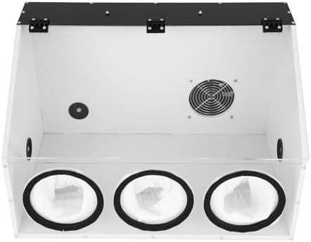 3 Holes Table Polisher Grinding Dust Box Acrylic Electric Dust Cover Fully Enclosed Transparent Dust Hood 4.72 Inch Fan with LED Light for Polishing and Carving Operations