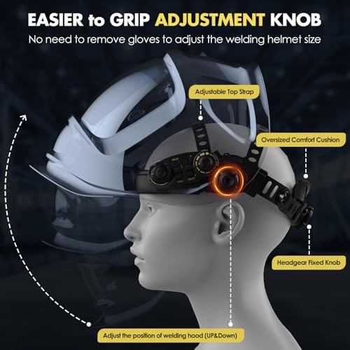 Auto Darkening Welding Helmet Large View 3.94" x 3.66", True Color Welding Hood Optical Clarity, 4 Arc Sensor Solar/Battery Powered, Wide Shade 3.5/5-9/9-13 Welder Mask for TIG MIG ARC Cut Grind
