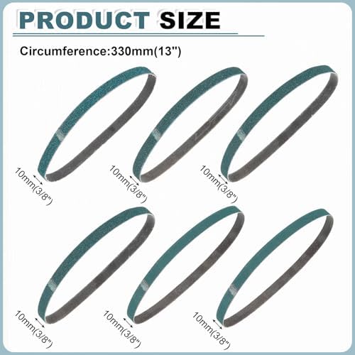 HARFINGTON 3/8 x 13 Inch Sanding Belts, 42 Pcs 40/60/80/120/180/240 Grit Zirconia Abrasive Belt Sander File Belt for Woodworking, Metal Polishing, Knife Sharpener