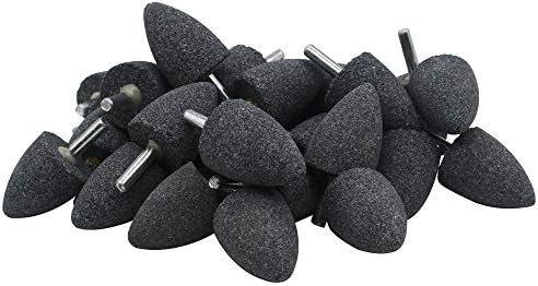 50Pc 1/4" Shank Brown Corundum Grinding Head Cone Shaped Grinding Wheel Abrasive Mounted Grinding Point Stone Rotary Tools Deburring Polishing -Diameter:30mm
