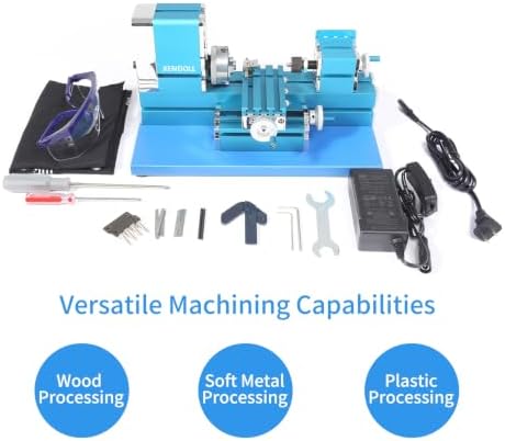 XENDOLL Mini Metal Lathe W103MA — 24W Precision Desktop Lathe for Hobby, STEM Education & DIY Projects, Processes Wood, Plastic & Soft Metals
