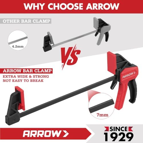 ARROW 4-Piece 6" Mini Bar Clamps for Woodworking with 50LBS Load Limit