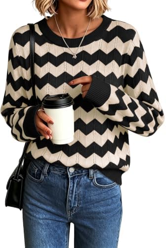 Womens Sweaters Crew Neck Long Sleeve Casual Fall Outfits Fashion Clothing