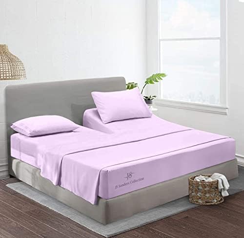 JS Sanders Collection Split Head Sheet Set King Size,Lilac