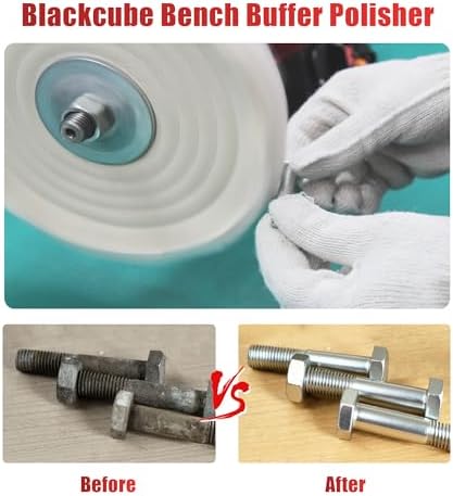 BLACKCUBE Bench Buffer Polisher Motor with 8 Inch Dual Buffering Wheels, Benchtop Polishing Machine for Jewelry, Metal, Wood, Plastic and Knife Sharpening