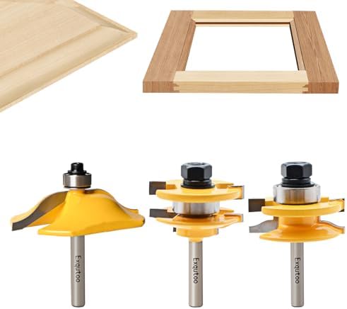 3PCS 1/4" Shank Router Bit Set,Raised Panel Cabinet Door Making Router Bits