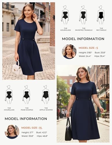 GRACE KARIN Women's 2026 Short Sleeve Church Work Midi Dresses with Pockets