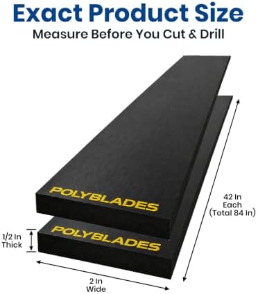 UHMW Snow Plow Cutting Edge, 1/2 in Thick x2 in Wide x84 in Long