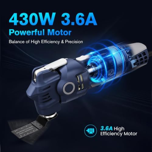 Oscillating Multi-Tool Kit, Low Vibration Design, 3.6A Oscillating Saw 430W