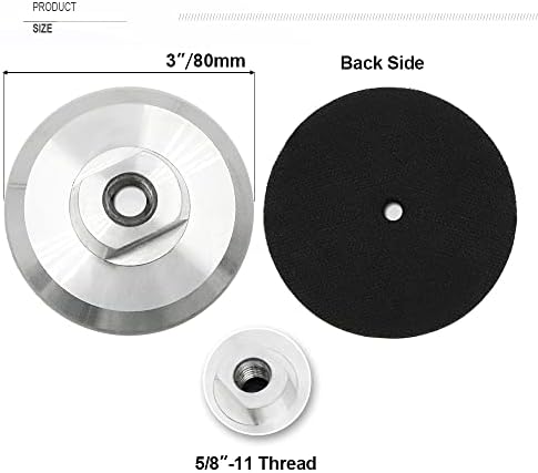 SHDIATOOL 3 Inch Backer Pad or Backing pad of Aluminum Body with 5/8-Inch-11 Thread for Diamond Pads