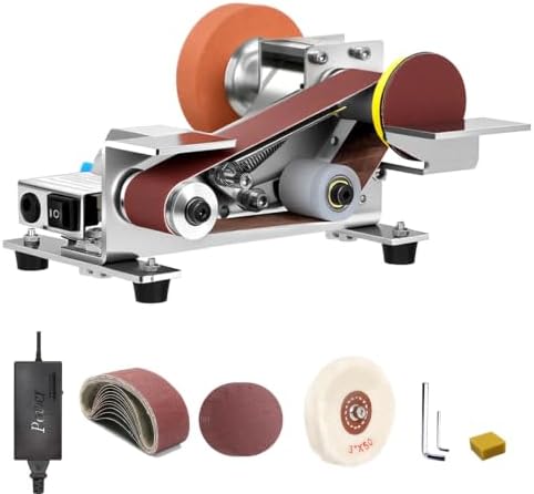 Belt Sander Electric Knife Sharpener Features 15-Degree Bevel And 90-Degree Platform Grinds Wood, Metal, Or Polishes Leather Goods And Wood Surfaces Wide Design Ensures Stability And Low Noise