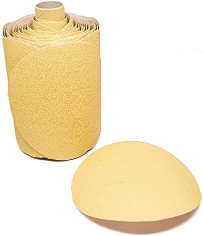 Benchmark Abrasives PSA Gold 5 Inch Self Adhesive Sanding Disc w/Aluminum Oxide Grains DA Sandpaper - 5 Inch Sanding Discs Roll - Surface Blending, Automotive, Orbital Sanders (100 Discs), 60 Grit