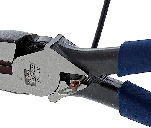 IDEAL Electrical 30-430 Standard Side-Cutting Pliers - 9.5 in., Linesman Pliers with New England Nose, Crimping Die, Fish Tape Puller, PVC Grip Handles
